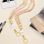 Gepersonaliseerde leuke potlood papier houten kralen badge sleutelkoord ID-kaarthouder met titel en naam terug naar school Waardering verjaardagscadeau voor leraren