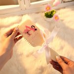 Personalized Birth Flower Bouquet Initial Cartoon Character Long Handle Paddle Brush with Name and Ribbon Birthday Wedding Gift for Women