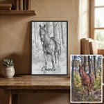 Portrait d'animal de compagnie personnalisé, style croquis, peinture sur toile avec nom Cadeau commémoratif pour les propriétaires d'animaux de compagnie