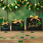 Personalised Four-Leaf Clover Pattern Gift Bag with Name Set of 3 St. Patrick's Day Gift for Family Friends