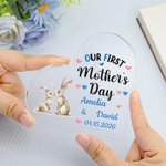 Personalisierte niedliche Elefant Bär Tier herzförmige Acryl-Plakette mit Namen und Datum Schreibtisch Dekor Geburtstag erste Muttertag Geschenk für neugeborene Mutter