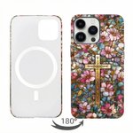Personalisierte Cross Floral Glasmalerei Telefon Fall mit Brief für iPhone Samsung Jahrestag Geburtstag Geschenk für Freund Familie Frau