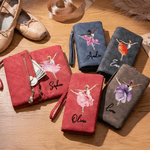 Personalized Ballet Girl Dancer Birth Flower PU Leather Wristlet Wallet with Name Daily Use Birthday Gift for Ballet Dancer Lover