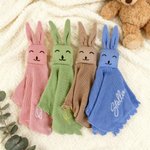 Personalised Healthcare Bunny Knitted Soft Baby Security Blanket with Embroidered Name Birthday Baby Shower Gift for Newborn New Mom