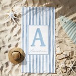 Personalisiertes Strandtuch mit Aquarell-Streifen | mit Namen und Initiale | schnelltrocknend | Badetuch | Sommer Urlaub Geschenk für Familie Freunde
