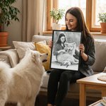 Portrait d'animal de compagnie personnalisé, style croquis, peinture sur toile avec nom Cadeau commémoratif pour les propriétaires d'animaux de compagnie