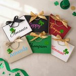 Personalised Four-Leaf Clover Pattern Gift Bag with Name Set of 3 St. Patrick's Day Gift for Family Friends