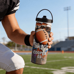 Personalized Baseball Basketball Sport 20 oz Insulated Water Bottle with Name Number and Handle Competition Day Sport Event Gift for Players