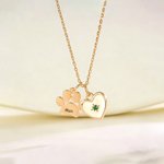 Personalised Paw Heart Necklace with Name Dainty Jewellery Memorial Gift for Pet Lovers Owners