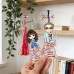 Personalized Cartoon Reading Character Acrylic Bookmark with Name and Tassel Reading Supplies Birthday Gift for Bookworm Friend Family