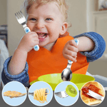 Personalized Multi-Color Cute Teddy Bear Kids Knife Fork Spoon Three-Piece Set with Name Daily Dining Birthday Gift for Children  Toddlers