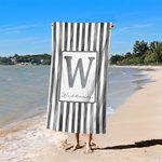 Personalisiertes Strandtuch mit Aquarell-Streifen | mit Namen und Initiale | schnelltrocknend | Badetuch | Sommer Urlaub Geschenk für Familie Freunde