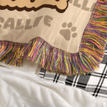 Personalized Bow Teddy Bear Biscuit Soft Tassel Blanket with Name Nursery Decor Birthday Gift for Kids Family