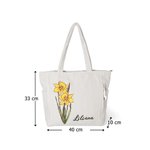 Borsa tote personalizzata in velluto a coste con fiori di nascita e nome per uso quotidiano - Regalo di compleanno per donne