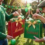 Personalised Four-Leaf Clover Pattern Gift Bag with Name Set of 3 St. Patrick's Day Gift for Family Friends