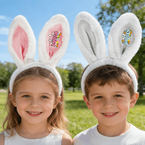 Personalized Easter Eggs Carrot Cute Rabbit Ears Headband with Name Easter Day Gift for Kids Family