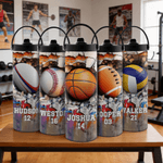 Personalized Baseball Basketball Sport 20 oz Insulated Water Bottle with Name Number and Handle Competition Day Sport Event Gift for Players