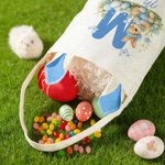 Personalized Cute Rabbit Flower Butterfly Initial Bunny Ears Easter Basket with Name Eggs Hunting Party Favor Easter Gift for Kids