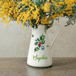 Personalized Retro Birth Flower Birthstone Ceramic Vase with Name Home Decor Mother's Day Birthday Gift for Women