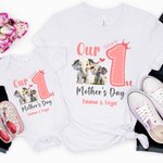 Personalized Cute Elephant 1st Mother's Day 100% Cotton T-shirt Baby Bodysuit with Name Birthday Gift for Baby Mom