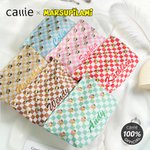 Personalised Cartoon Cute Marsupilami Corduroy Checkerboard Makeup Bag with Name Travel Birthday Gift for Women | Callie × Marsupilami®