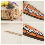 Personalised Carrot-Shaped Wooden Name Tag Basket Decor Easter Gift for Boys Girls