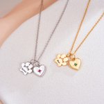 Personalised Paw Heart Necklace with Name Dainty Jewellery Memorial Gift for Pet Lovers Owners