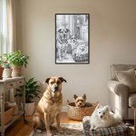 Portrait d'animal de compagnie personnalisé, style croquis, peinture sur toile avec nom Cadeau commémoratif pour les propriétaires d'animaux de compagnie
