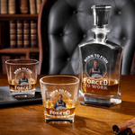 Personalized Born to Fish Photo Whiskey Hexagonal Decanter with Father's Day Birthday Gift for Husband Fishing Lovers