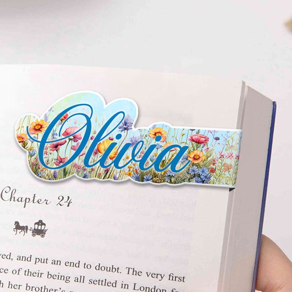Personalized Watercolour Flower Magnetic Bookmark Clip with Name Reading Essentials Book Club Birthday Gift for Book Lovers Bookworms