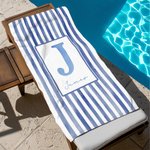 Personalisiertes Strandtuch mit Aquarell-Streifen | mit Namen und Initiale | schnelltrocknend | Badetuch | Sommer Urlaub Geschenk für Familie Freunde