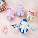 Gepersonaliseerde Rekbare Pluche Konijntje Sleutelhanger en Vulbare Jumbo Paasei Set Paastraktatie voor Paaseieren Zoeken Cadeau voor Jongens Meisjes