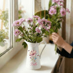 Personalized Retro Birth Flower Birthstone Ceramic Vase with Name Home Decor Mother's Day Birthday Gift for Women