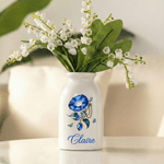 Personalized Retro Birth Flower Birthstone Ceramic Vase with Name Home Decor Mother's Day Birthday Gift for Women