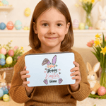 Personalized Leopard Print Easter Bunny Ears Food Grade Metal Biscuit Tin with Name Easter Day Gift for Kids Family Friends