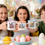 Personalized Cute Rabbit 12 oz Colored Rim Enamel Mug with Name Easter Birthday Gift for Kids Boys Girls