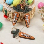 Personalised Carrot-Shaped Wooden Name Tag Basket Decor Easter Gift for Boys Girls