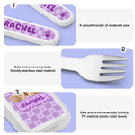 Personalized Multi-Color Cute Teddy Bear Kids Knife Fork Spoon Three-Piece Set with Name Daily Dining Birthday Gift for Children  Toddlers