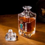 Personalized Cartoon Sporty Style Character Whiskey Decanter with Name Bar Accessory Game Day Gift for Man Woman Sports Lover