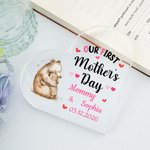 Personalisierte niedliche Elefant Bär Tier herzförmige Acryl-Plakette mit Namen und Datum Schreibtisch Dekor Geburtstag erste Muttertag Geschenk für neugeborene Mutter