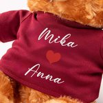 Personoitu söpö täytetty sydänkarhu t-paita tai huppari nimikirjolla täydellinen ystävänpäivä ja vuosipäivälahja parille valokuvausrekvisiittana