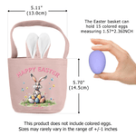 Personalized Happy Easter Bunny Ears Name Easter Basket with with Text and Tail Easter Party Gift for Boys Girls