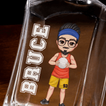 Personalized Volleyball Cartoon Character Whiskey Decanter with Name and Number Birthday Father's Day Gift for Volleyball Lover Man Woman