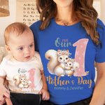 Personalisierte niedliche Tiere 100% Baumwolle Baby Bodysuit Matching T-Shirt mit Namen und Datum erste Muttertag Geschenk für Neugeborene neue Mama
