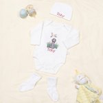 Personalised Embroidered Mallard Dog 100% Cotton Baby Bodysuit with Name Baby Shower Birthday Gift for Babies Newborns