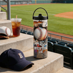 Personalized Baseball Basketball Sport 20 oz Insulated Water Bottle with Name Number and Handle Competition Day Sport Event Gift for Players