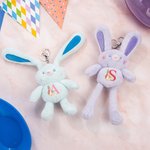 Personalized Cute Peter Rabbit Bunny Initial Fillable Jumbo Easter Egg and Stretchable Plush Bunny Keychain Set Birthday Party Favors Gift for Kids