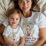 Personalisierte Our First Mother's Day T-Shirt mit niedlichen Tier und Name Muttertag Geschenk für neue Mama