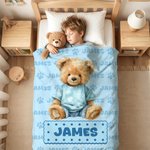 Personalized Cute Teddy Bear Paw Print Soft Throw Blanket with Name Home Decor Birthday Gift for Kids