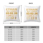Personalized Cartoon Character Baby Birth Information Soft Throw Pillow Cover Home Decor Birthday Baby Shower Housewarming Gift for Newborn New Mom